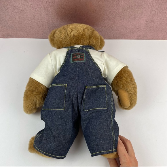 Vermont Teddy Bear Brown Stuffed Animal Denim Overalls - Picture 5 of 8